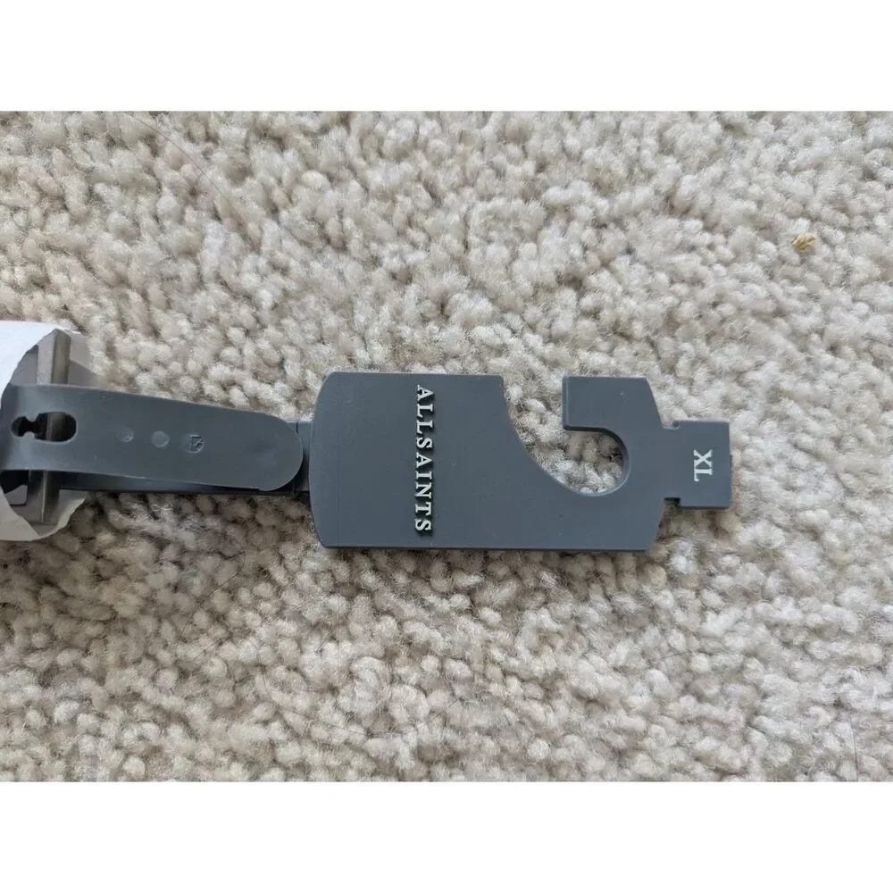 NWT AllSaints Black Punk 25mm Belt w/ Flat Silver Studs Sz XL